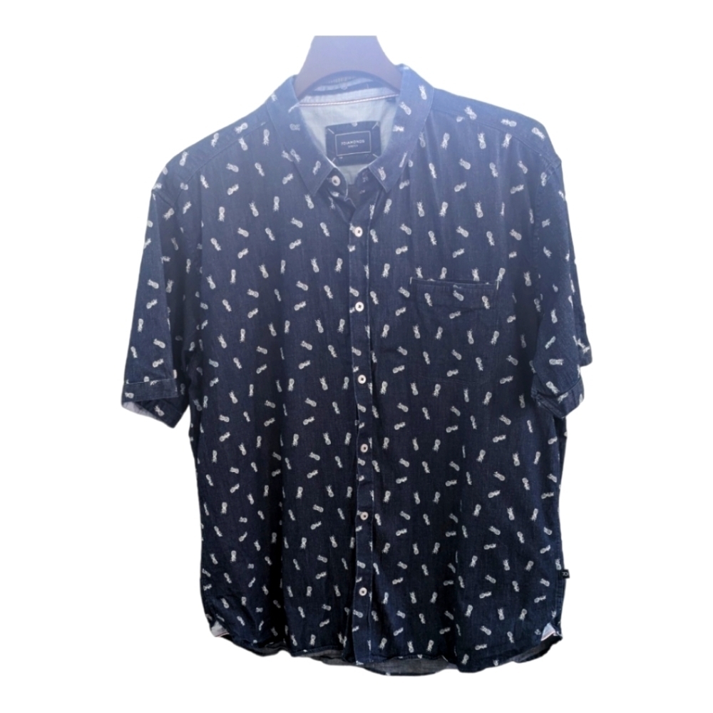 7 Diamonds Fit Nothings Over Stretch Dark Denim Button Up w/white pineapple XXL